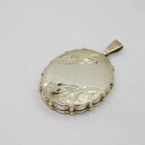Sterling Silver Floral Pattern Oval Double Locket Pendant Vintage c1990