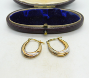 Sterling Silver Gilt Bi-Colour Hoop Earrings Vintage c1970