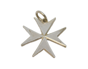 Sterling Silver Bevelled Edge Maltese Cross Charm Pendant Vintage c1970