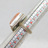 Sterling Silver Polished Jasper Boho Statement Ring Modern c1990 Size N 1/2