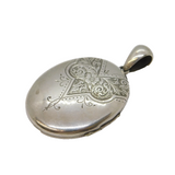 Victorian Sterling Silver Floral Pattern Sweetheart Locket Antique c1880s