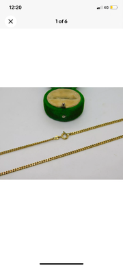 8ct Yellow Gold Diamond Cut Curb Link Chain Necklace Vintage c1970 60cm Length