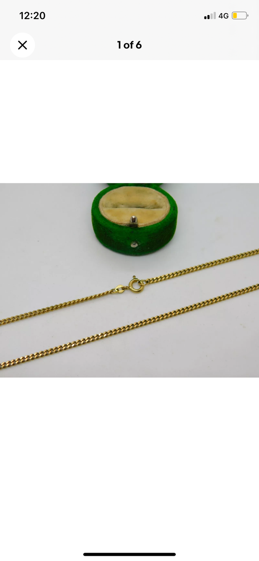 8ct Yellow Gold Diamond Cut Curb Link Chain Necklace Vintage c1970 60cm Length