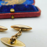Victorian 9ct Gold, Turquoise & Pearl Set Dress Cufflinks Antique c1860
