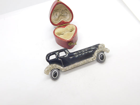 Lea Stein Paris Marked Motor Car Vehicle Brooch Pin Vintage c1960