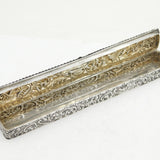 Edwardian Sterling Silver Floral Long Jewellery Ring Box Antique 1905 Chester