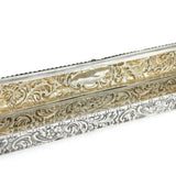 Edwardian Sterling Silver Floral Long Jewellery Ring Box Antique 1905 Chester