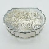 Dutch 18th Century 800 Grade Silver Carved Mother of Pearl Trinket Box Antique