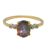9ct Yellow Gold, Mystic Topaz & Diamond Dress Ring Vintage c1990 Sheffield