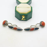 Victorian Sterling Silver, Bloodstone & Red Agate Gents Cufflinks Antique 1896 Birmingham