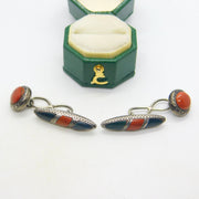 Victorian Sterling Silver, Bloodstone & Red Agate Gents Cufflinks Antique 1896 Birmingham