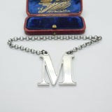 Early Victorian Sterling Silver 'M' Madeira Decanter Label Antique 1847 London