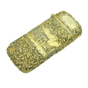 Nathaniel Mills Victorian Sterling Silver Gilt Castle Top Cigar Case Antique 1845 Birmingham