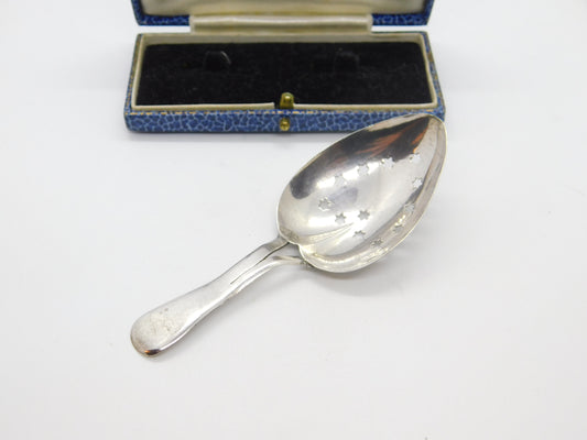 Georgian Sterling Silver Leaf & Star Caddy or Caster Spoon 1803 Birmingham