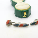 Victorian Sterling Silver, Bloodstone & Red Agate Gents Cufflinks Antique 1896 Birmingham