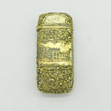 Nathaniel Mills Victorian Sterling Silver Gilt Castle Top Cigar Case Antique 1845 Birmingham