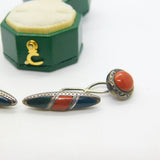 Victorian Sterling Silver, Bloodstone & Red Agate Gents Cufflinks Antique 1896 Birmingham
