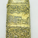 Nathaniel Mills Victorian Sterling Silver Gilt Castle Top Cigar Case Antique 1845 Birmingham