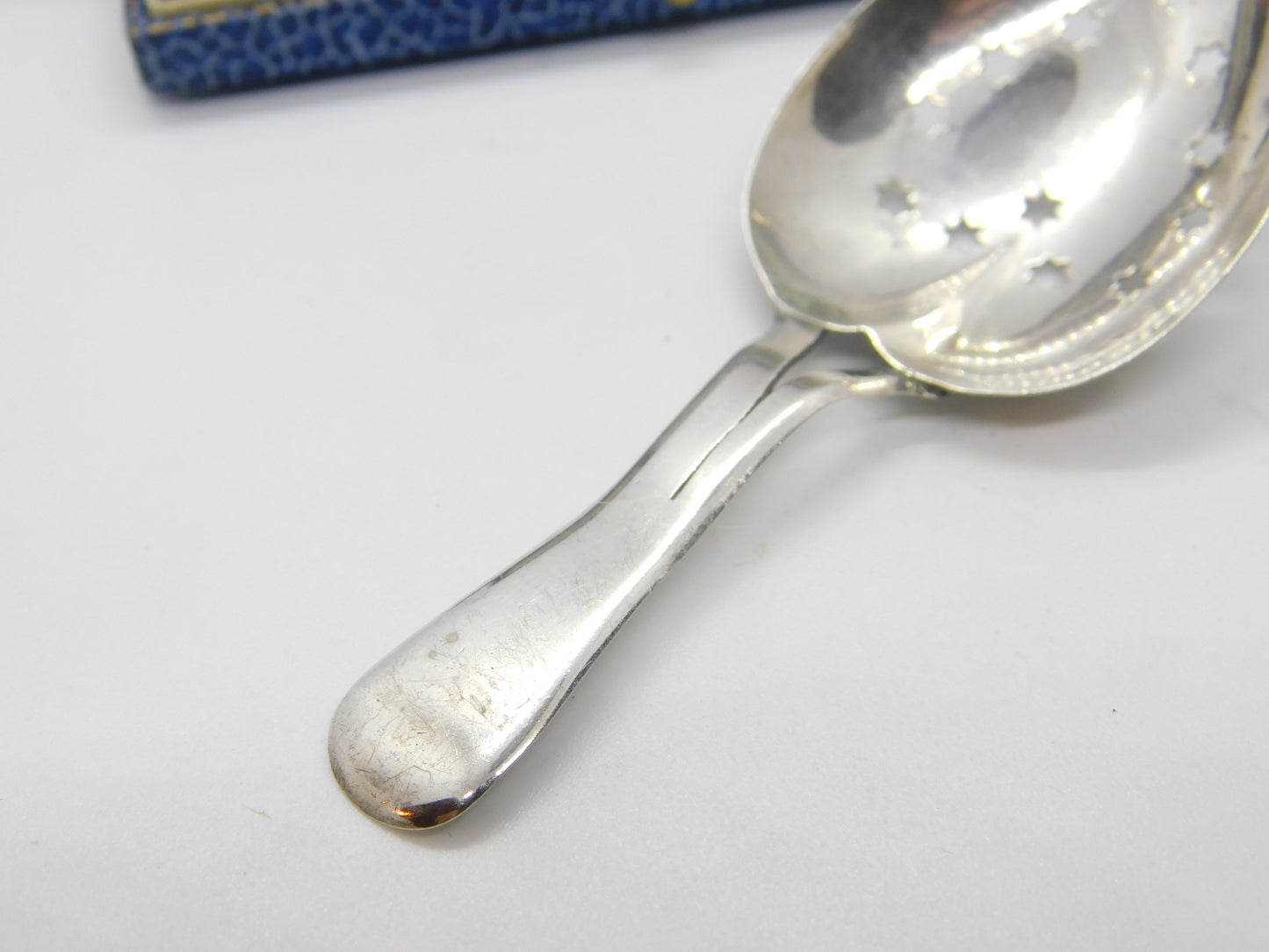 Georgian Sterling Silver Leaf & Star Caddy or Caster Spoon 1803 Birmingham