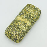 Nathaniel Mills Victorian Sterling Silver Gilt Castle Top Cigar Case Antique 1845 Birmingham