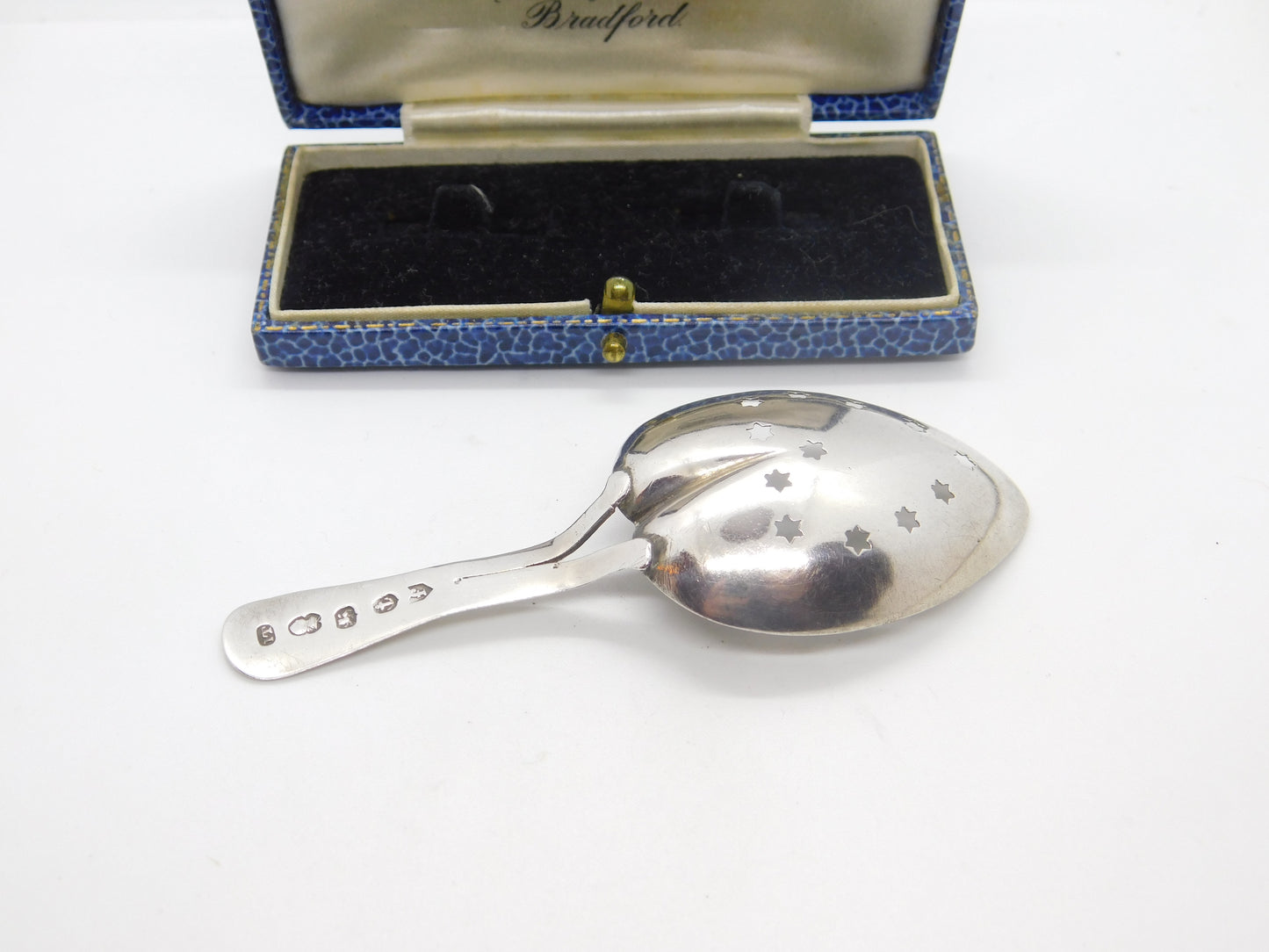 Georgian Sterling Silver Leaf & Star Caddy or Caster Spoon 1803 Birmingham