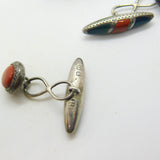 Victorian Sterling Silver, Bloodstone & Red Agate Gents Cufflinks Antique 1896 Birmingham