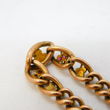 Edwardian 9ct Rose Gold, Ruby, Seed Pearl Shamrock Form Bracelet Antique c1910