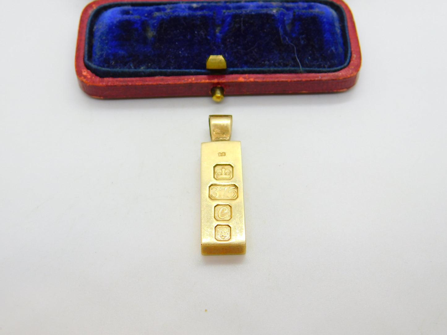 Heavy 1977 9ct Yellow Gold Bullion Bar Ingot Pendant Charm Vintage London