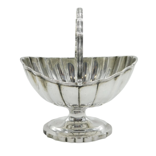 George III Sterling Silver Swing Handled Fluted Sweet Treat Basket Antique 1795 London