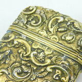 Nathaniel Mills Victorian Sterling Silver Gilt Castle Top Cigar Case Antique 1845 Birmingham