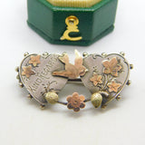 Edwardian Sterling Silver & Gold Fronted 'Kind Regards' Brooch Antique 1904 Birmingham