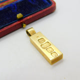 Heavy 1977 9ct Yellow Gold Bullion Bar Ingot Pendant Charm Vintage London
