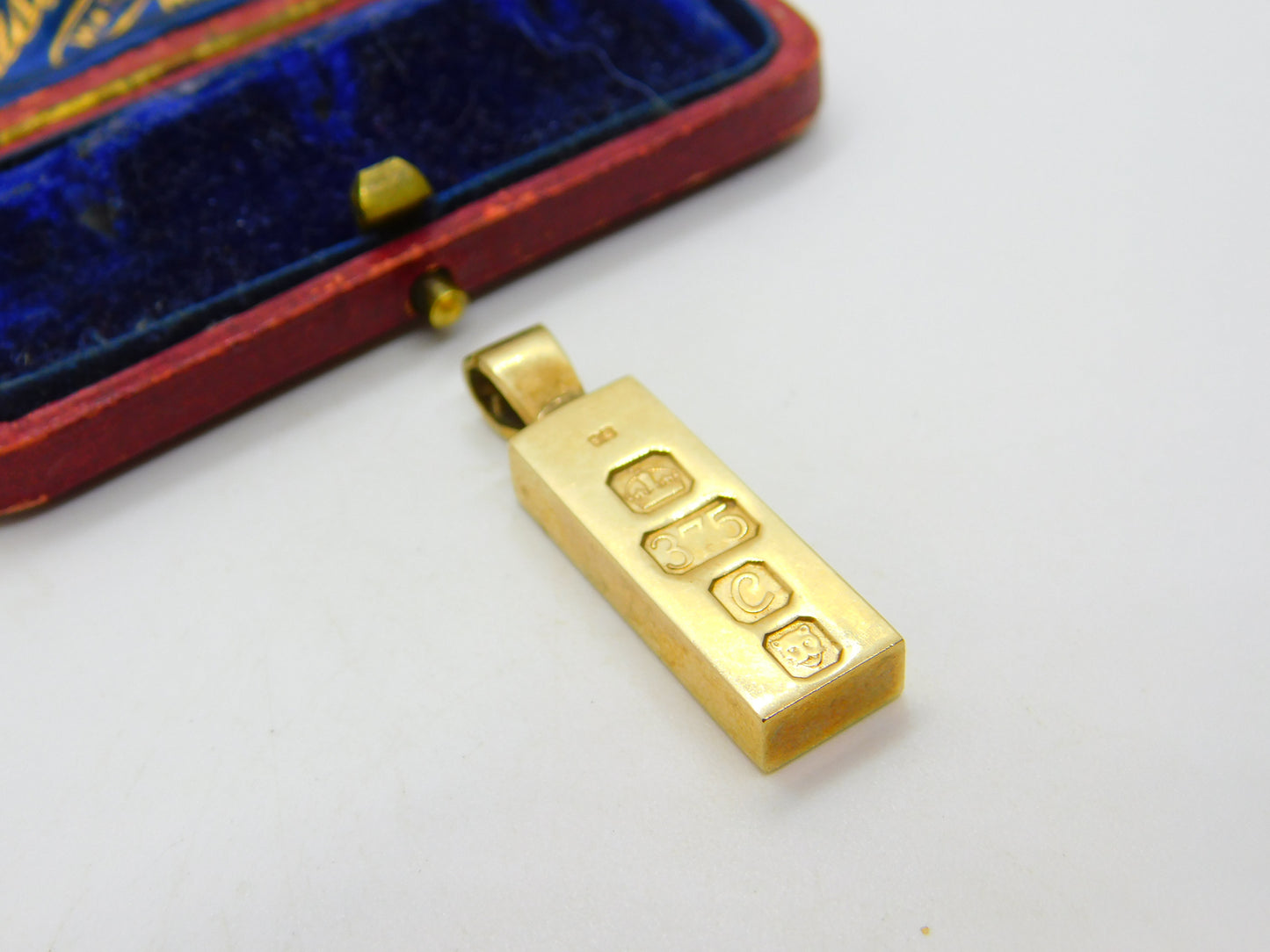 Heavy 1977 9ct Yellow Gold Bullion Bar Ingot Pendant Charm Vintage London