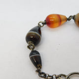 Victorian Scottish Banded & Red Agate Sterling Silver Heart Bracelet Antique c1860