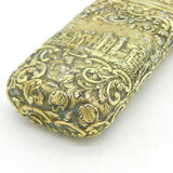 Nathaniel Mills Victorian Sterling Silver Gilt Castle Top Cigar Case Antique 1845 Birmingham