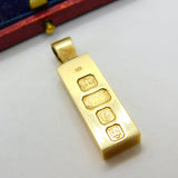 Heavy 1977 9ct Yellow Gold Bullion Bar Ingot Pendant Charm Vintage London