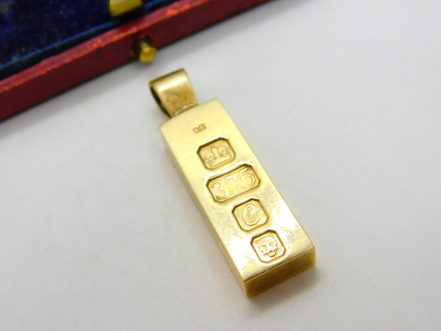 Heavy 1977 9ct Yellow Gold Bullion Bar Ingot Pendant Charm Vintage London