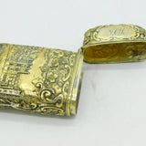 Nathaniel Mills Victorian Sterling Silver Gilt Castle Top Cigar Case Antique 1845 Birmingham