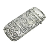 Nathaniel Mills Victorian Sterling Silver Castle Top Cigar Case 1839 Antique