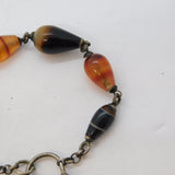 Victorian Scottish Banded & Red Agate Sterling Silver Heart Bracelet Antique c1860
