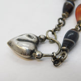 Victorian Scottish Banded & Red Agate Sterling Silver Heart Bracelet Antique c1860