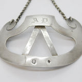 19th Century French .950 Silver Large Bottle Ticket Holder Decanter Label c1880