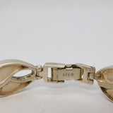 Sterling Silver Baltic Amber Set Feathered Panel Bracelet Vintage c1980