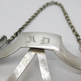 19th Century French .950 Silver Large Bottle Ticket Holder Decanter Label c1880