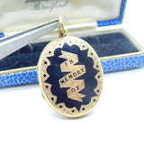 Victorian 9ct Gold Back & Front Black Enamel 'In Memory Of' Mourning Locket