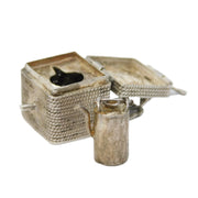 20th Century Chinese .900 Silver Teapot in Basket Charm Pendant Antique c1910