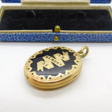 Victorian 9ct Gold Back & Front Black Enamel 'In Memory Of' Mourning Locket