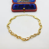 Diamond Set 9ct Yellow Gold Lover's Knot Chain Bracelet Vintage c1980