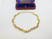 Diamond Set 9ct Yellow Gold Lover's Knot Chain Bracelet Vintage c1980