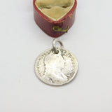 King William III Sterling Silver Shilling Coin Fob or Pendant Antique c1698